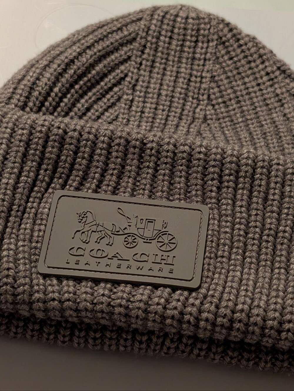 Coach Patch Rib Knit Wool Blend Beanie - Picture 3 of 6